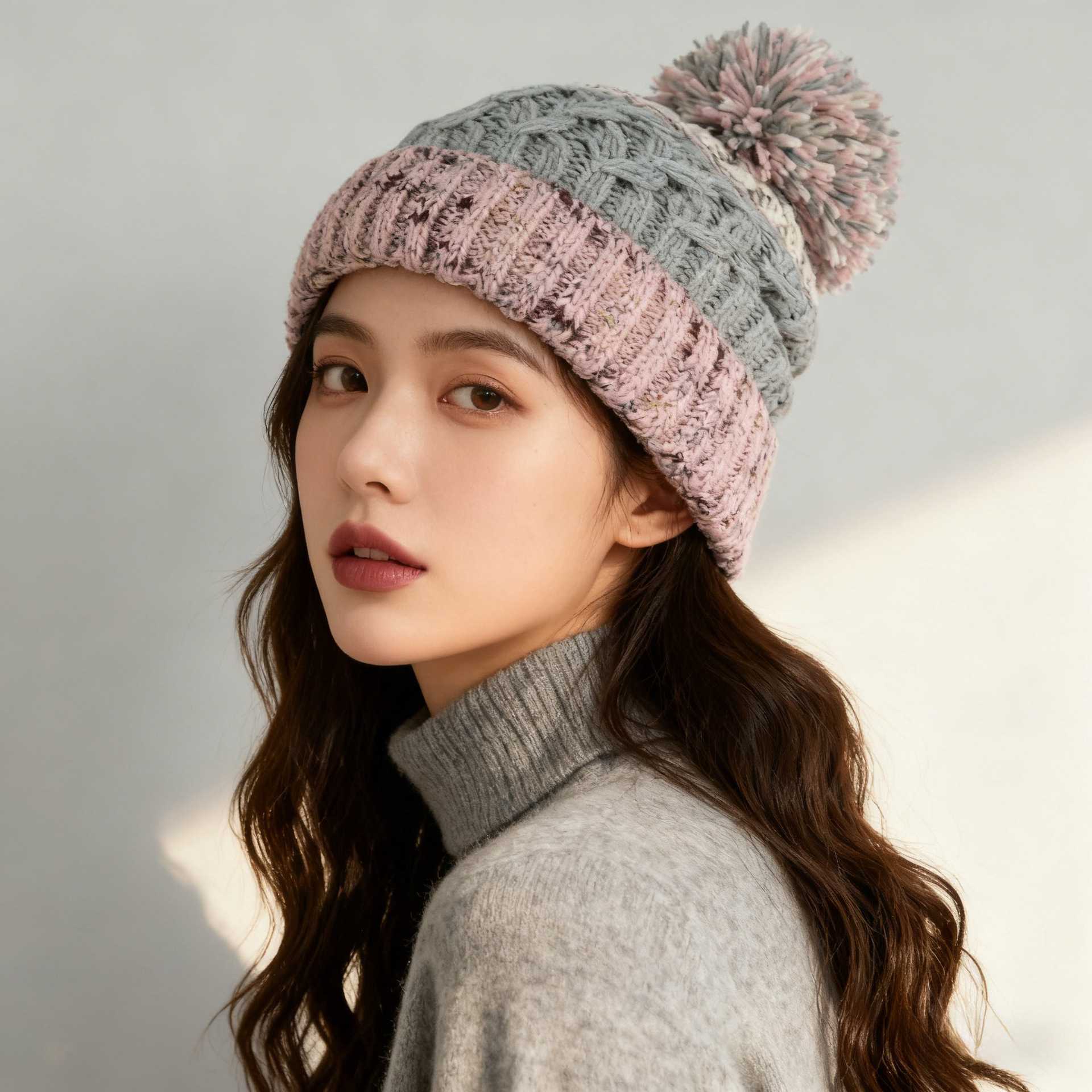 秋冬季加绒加厚保暖毛线帽女外贸