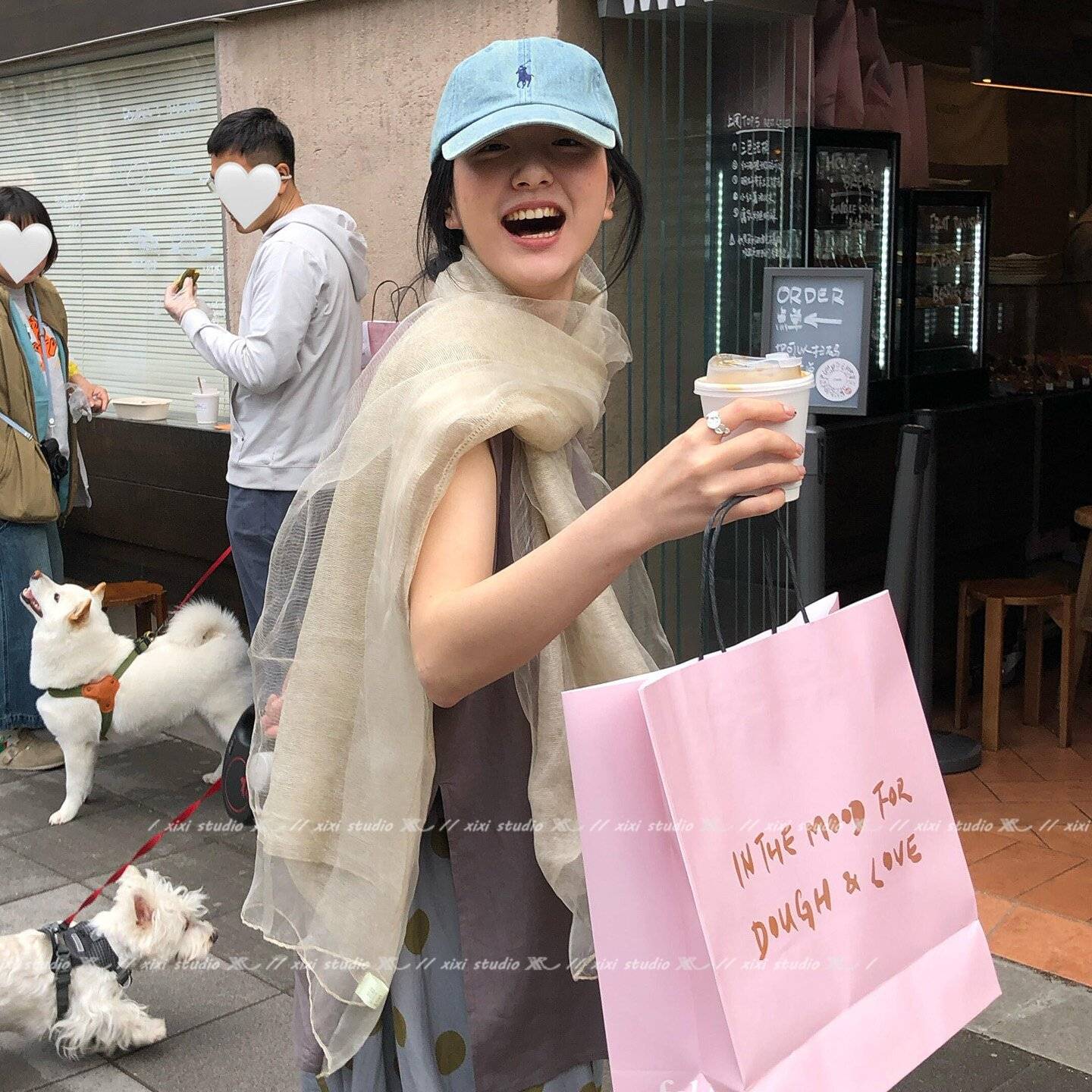 松弛感卡其色双层大纱巾女Maito