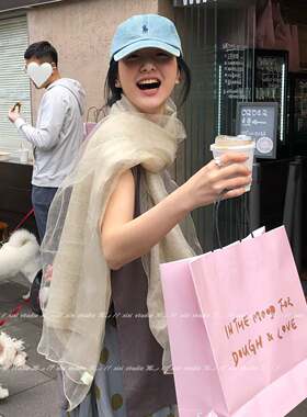 松弛感卡其色双层大纱巾女Maito