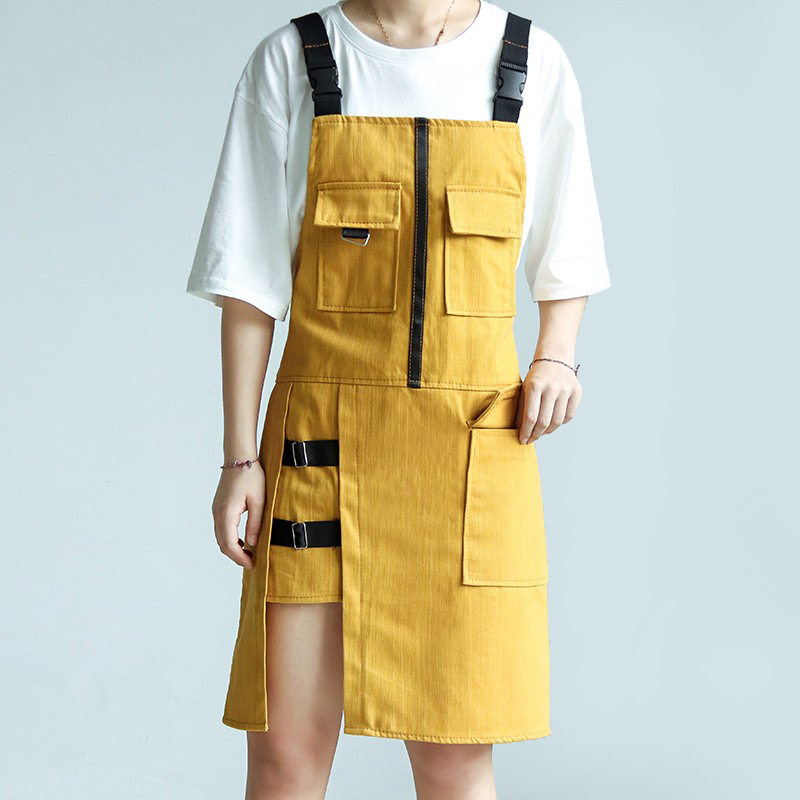 牛仔围裙工作围裙男女奶茶店发型师园艺餐厅服务员工作服印logo