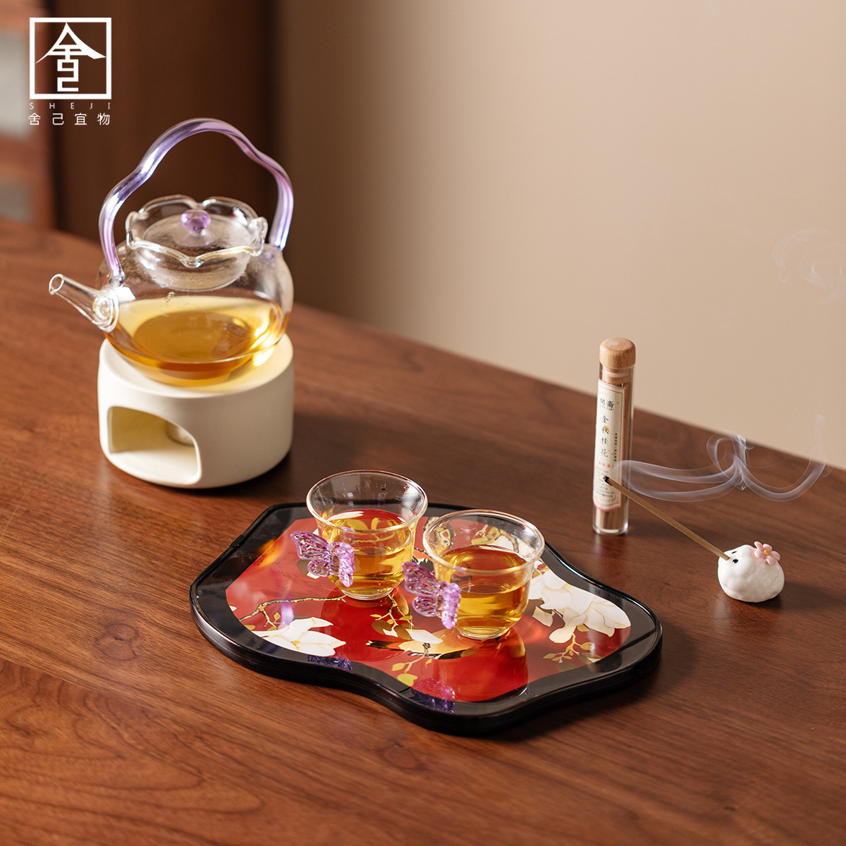 高级高硼硅玻璃煮茶器家用茶壶加热温茶炉套装手工煮茶壶保温底座