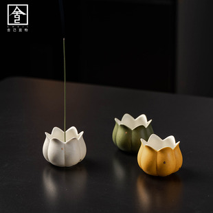 中式香插陶瓷香炉家用室内香薰炉香道檀香线香炉创意桌面熏香摆件