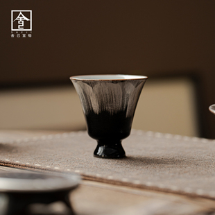 乌金无极鎏银釉茶杯陶瓷小茶杯功夫茶具个人杯单杯主人杯侘寂风杯