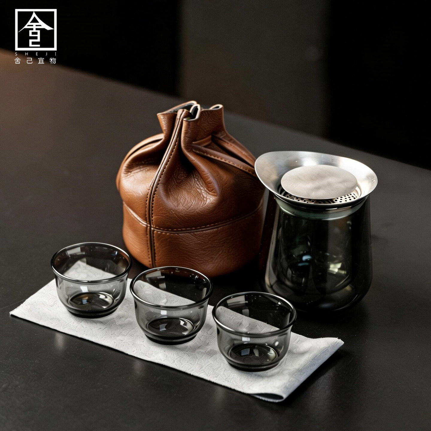 旅行茶具一人独饮小茶具户外便捷式茶具耐高温玻璃手抓壶功夫茶具