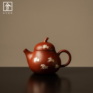 马年紫砂茶壶马到成功茄瓜壶家用茶具陶瓷泡茶壶带过滤手工泡茶器