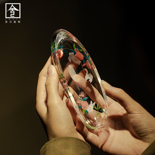 高端玻璃玉兔桃夭冰清茶则家用镜子透明茶拨茶荷手工茶具分茶配件