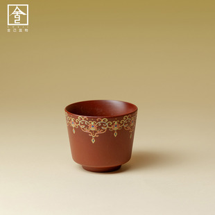 朱泥珐琅彩饰马蹄杯功夫茶杯家用复古女士主人杯单杯伴手礼