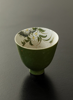 2025新款小青柑手绘茶杯家用中式品茗主人杯送礼专用功夫茶具