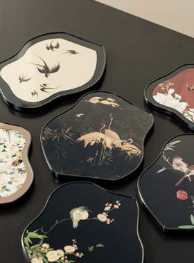 复古喷绘壶承家用国风茶壶托盘中式茶盘干泡盘2025新款干泡台茶具