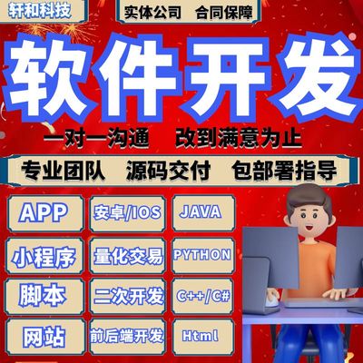 软件开发定制小程序PythonPHP代码编写安卓网站系统开发java编程
