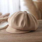 百搭文艺帽子女秋冬季 贝雷帽休闲显脸小日系画家帽短檐纯色八角帽
