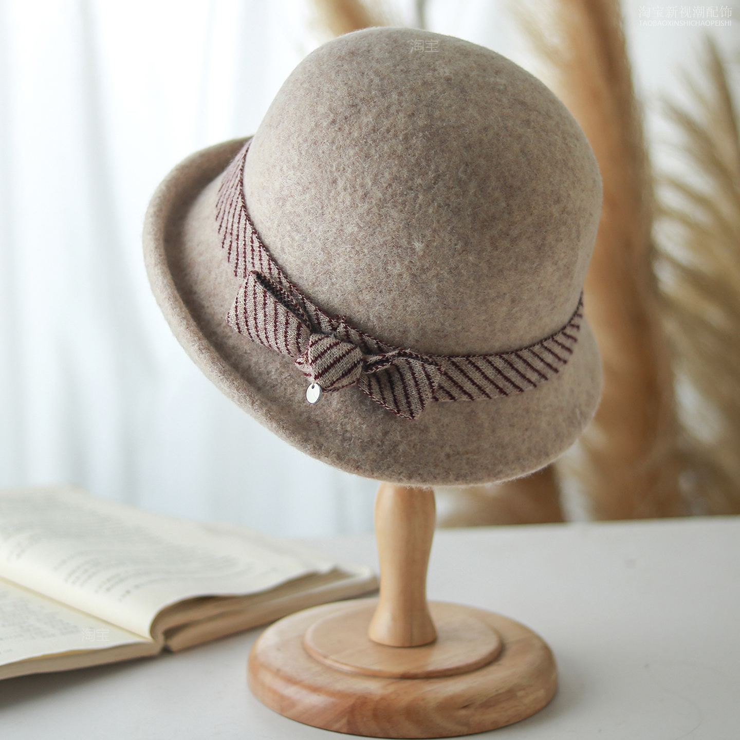 羊毛盆帽女2025冬季新款优雅卷边保暖高级气质女士渔夫帽时尚礼帽