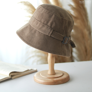 渔夫帽女秋冬灯芯绒休闲百搭韩版显脸小新款女士盆帽优雅户外出游
