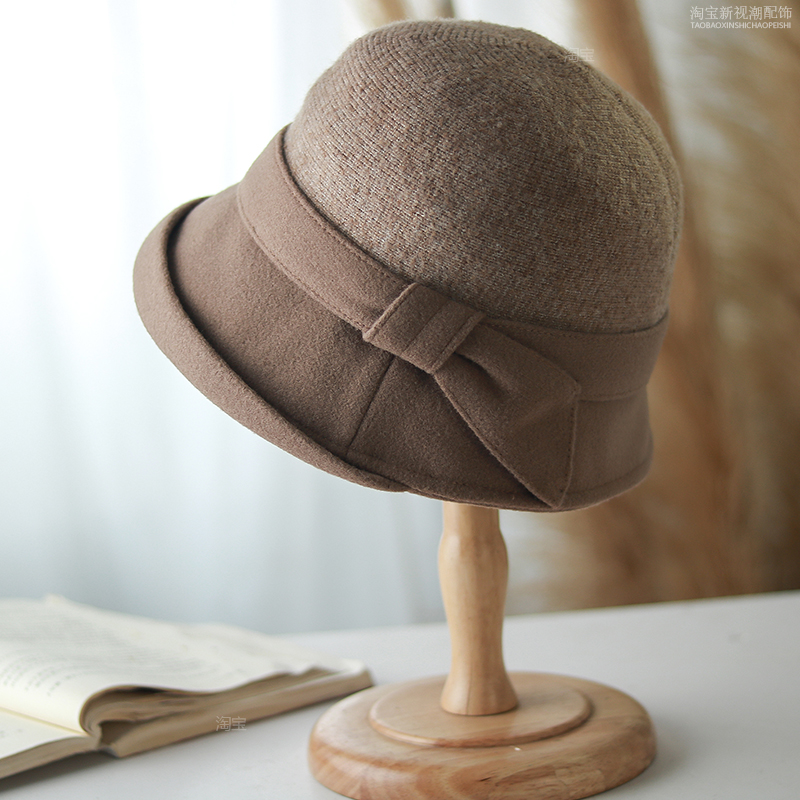 保暖帽女士秋冬季加厚加绒新款中老年盆帽英伦时尚优雅妈妈礼帽