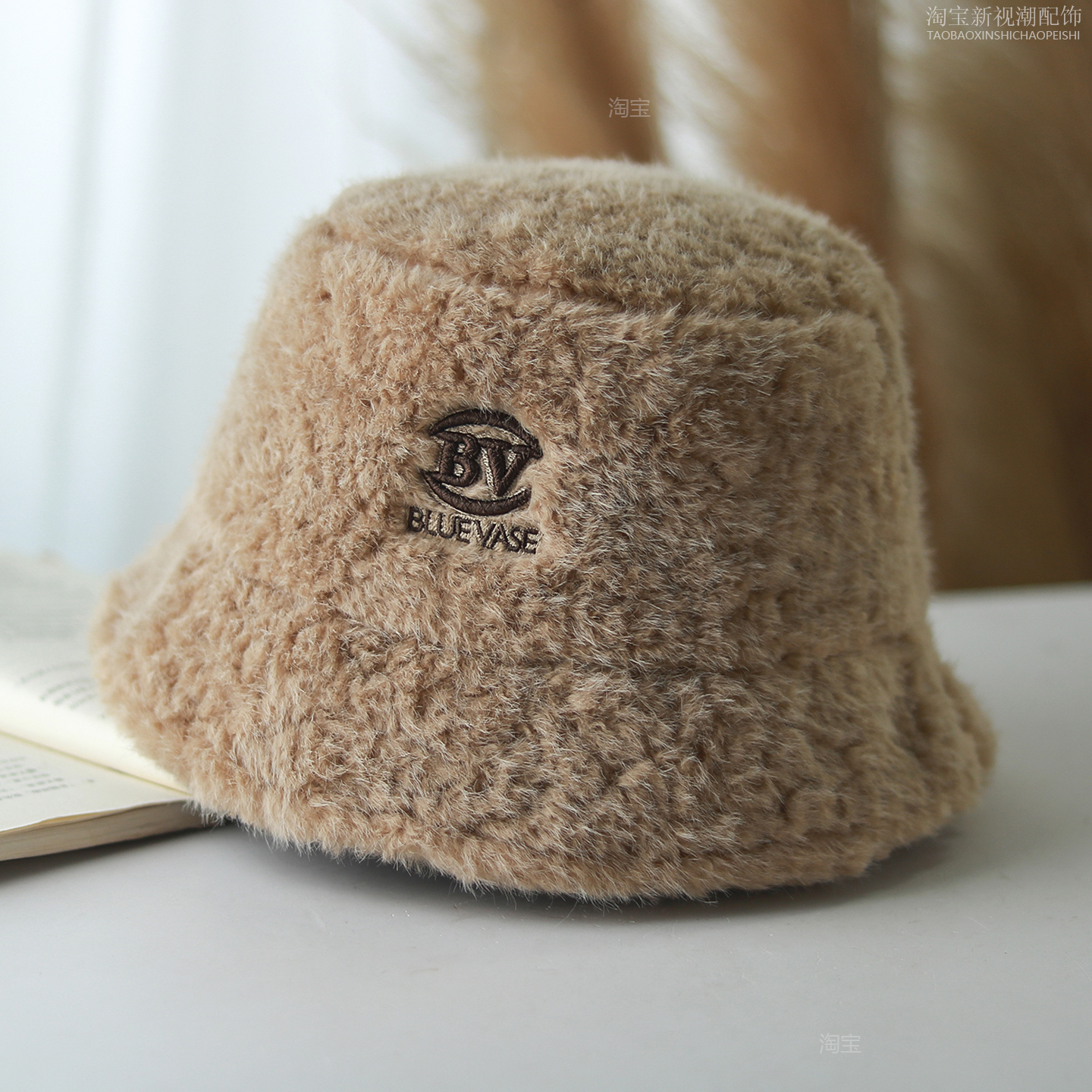 冬季保暖新款毛绒渔夫帽时尚绣字