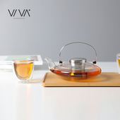 丹麦VIVA 北欧耐高温叶型玻璃茶壶家用耐热小茶壶泡茶壶过滤加厚