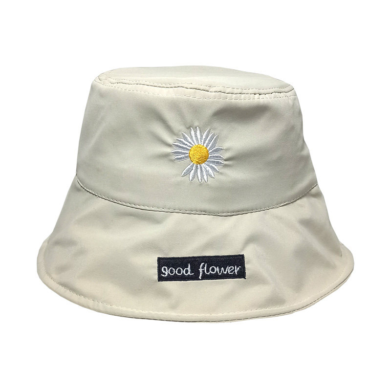 渔夫帽女夏韩版防晒遮阳百搭太阳帽子网红逛街小雏菊刺绣水桶盆帽