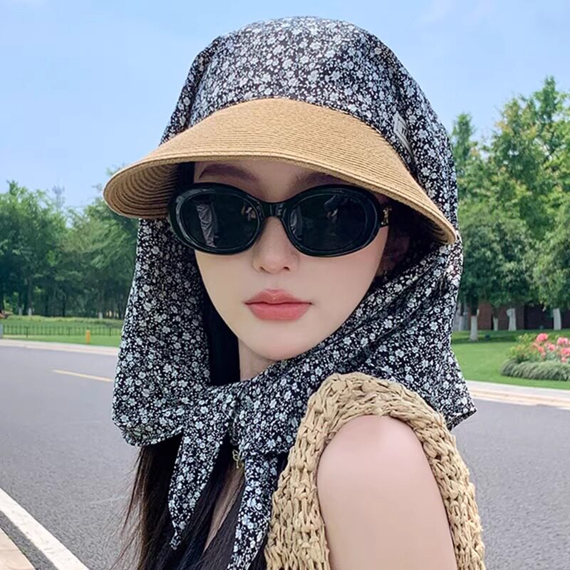 韩版小碎花头巾包头帽女户外出游