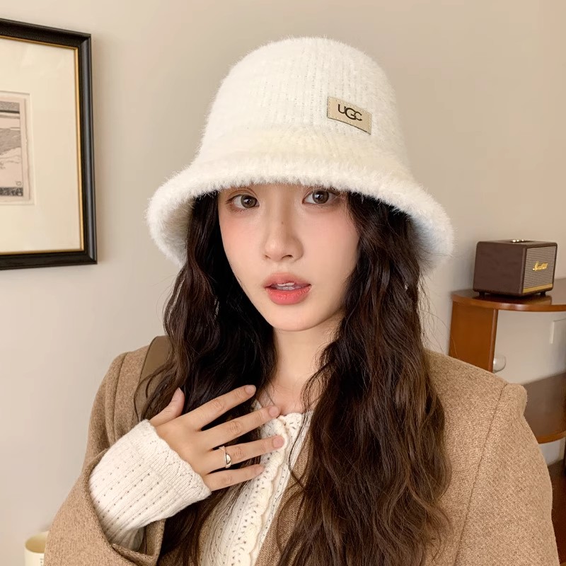 韩版时尚字母毛绒渔夫帽加厚保暖