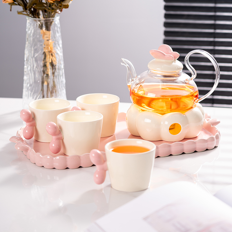 玻璃花茶壶套装耐高温加厚过滤