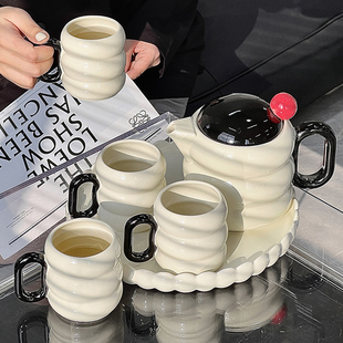 家用客厅陶瓷冷水壶水杯待客茶壶茶具新居乔迁送礼 高颜值水具套装