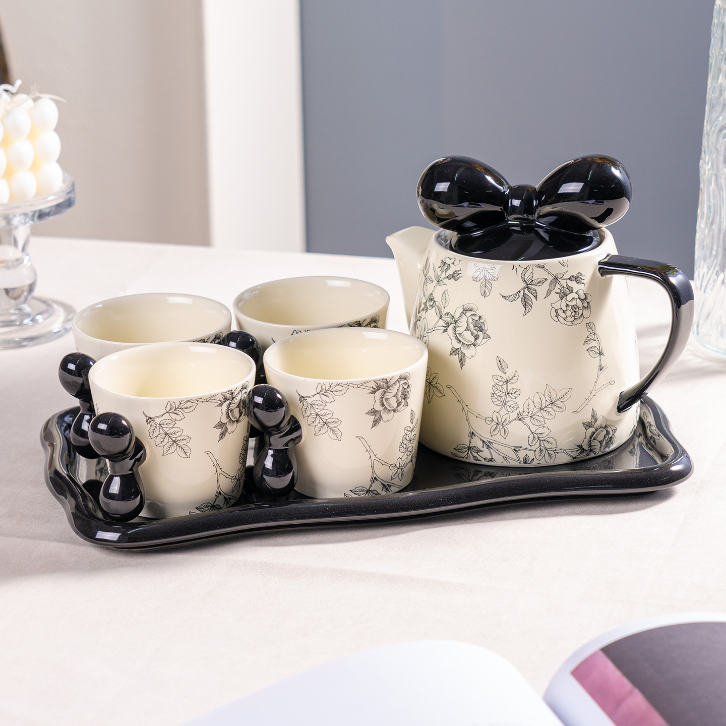 家用陶瓷水具套装配瓷托盘