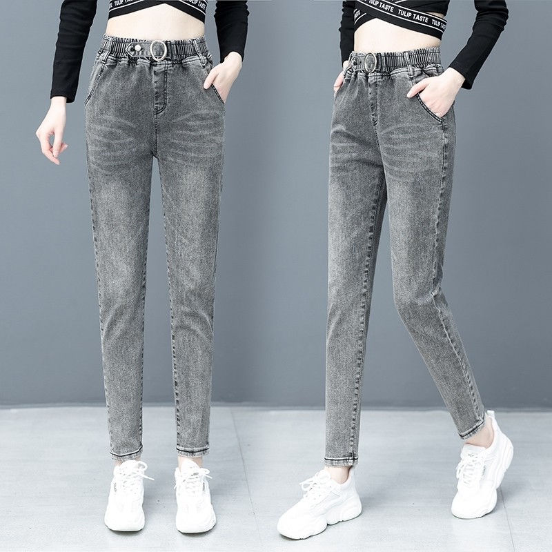 以纯官方旗舰店官网新款高腰百搭哈伦萝卜九分牛仔裤子潮春夏季女