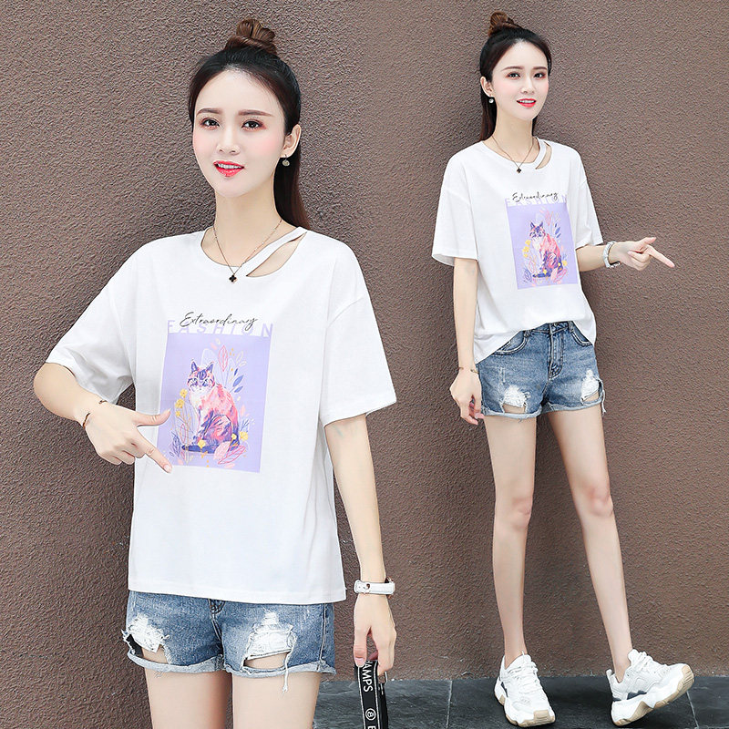 短袖韩版港风ins显瘦t恤遮肉短款上衣2020夏装新款以纯官方旗舰店