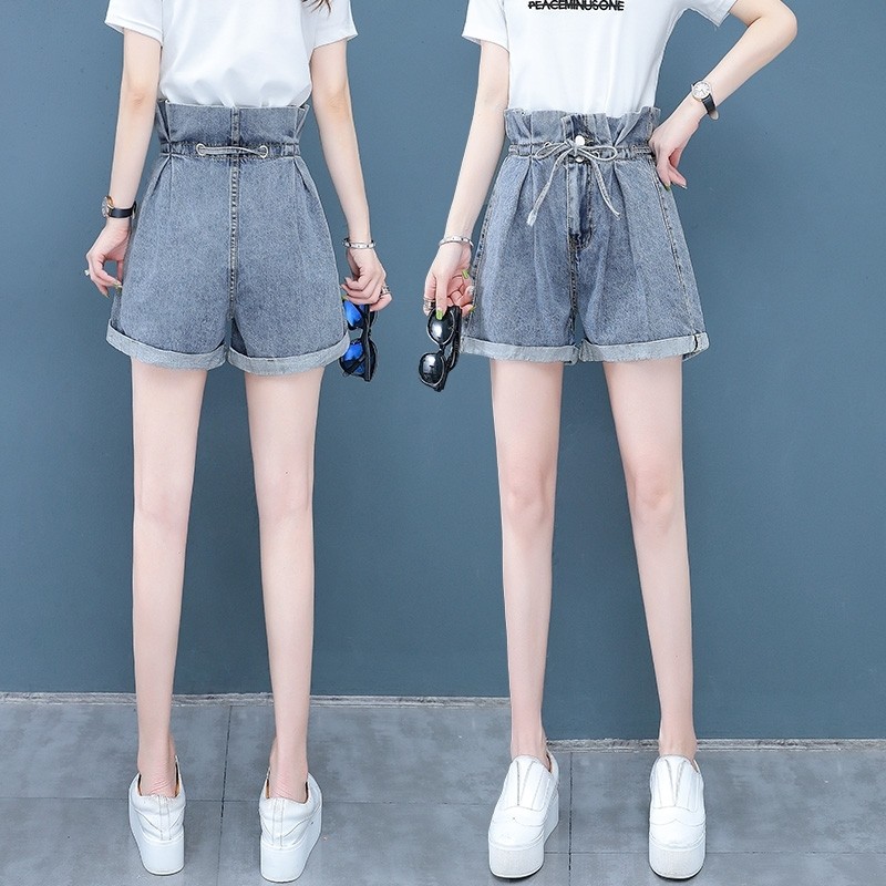 以纯汔丐牛仔裤女斜门襟短裤直筒宽松2020新款高腰显瘦薇娅直播间