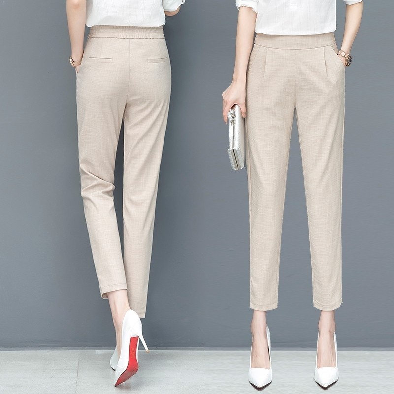 以纯官方旗舰店官网伦裤女轻薄九分裤小脚OL职业女裤仿棉麻潮夏季