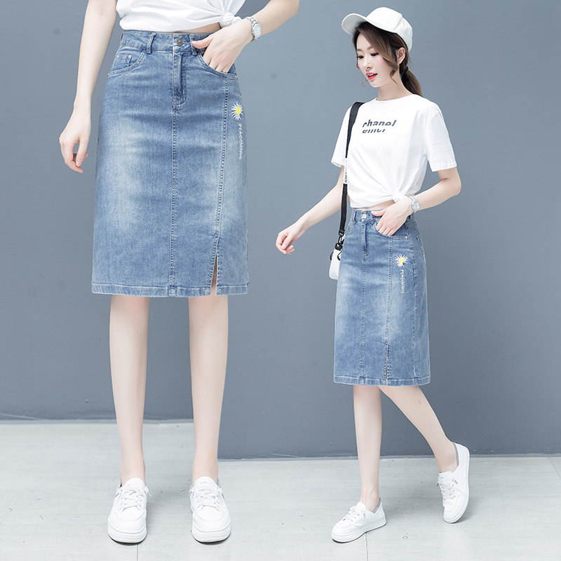 半身裙a字裙中长款牛仔裙2020年夏装新款设计感小以纯官方旗舰店