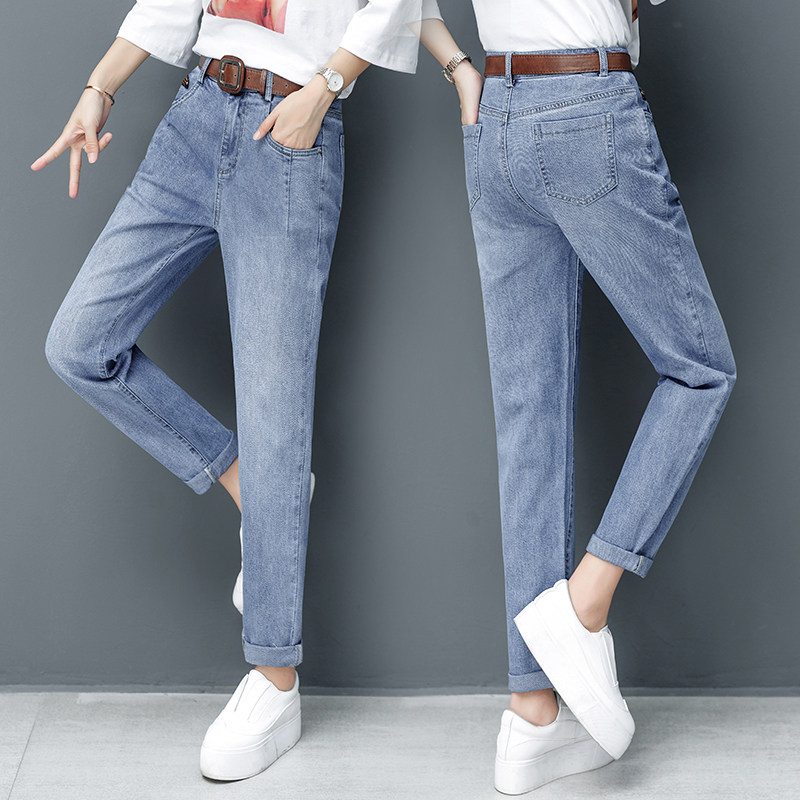 以纯官方旗舰店超显瘦老爹裤女牛仔小脚裤2020早秋新款高腰弹力裤