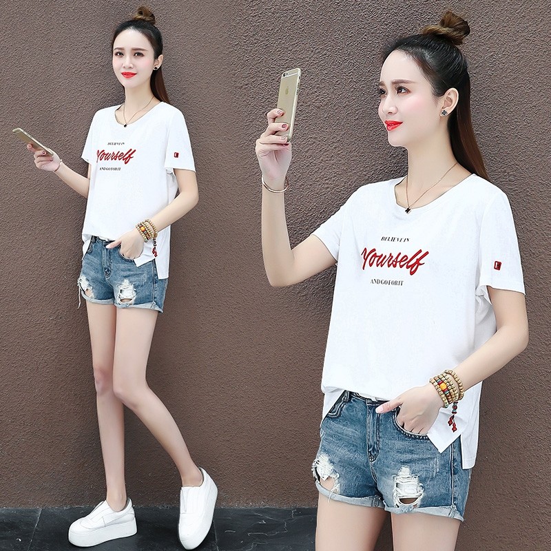 以纯官方旗舰店时尚潮流短袖薄T恤女2020新款半袖体恤宽松夏以纯