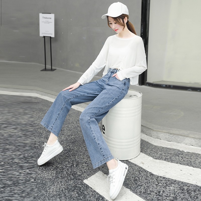 汔丐牛仔裤女店铺老爹拖地长裤阔腿裤2020以纯新款斜门薇娅直播间