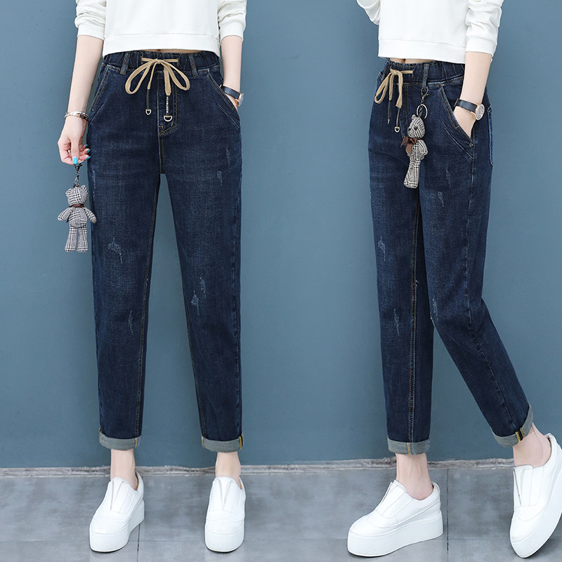 以纯官方旗舰店2020秋新款牛仔裤女哈伦裤宽松休闲老爹裤高腰裤子