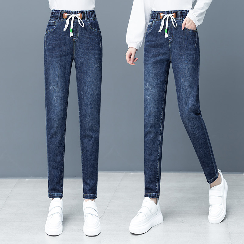 以纯官方旗舰店牛仔裤女秋季高腰萝卜裤2020新款直筒哈伦老爹裤子