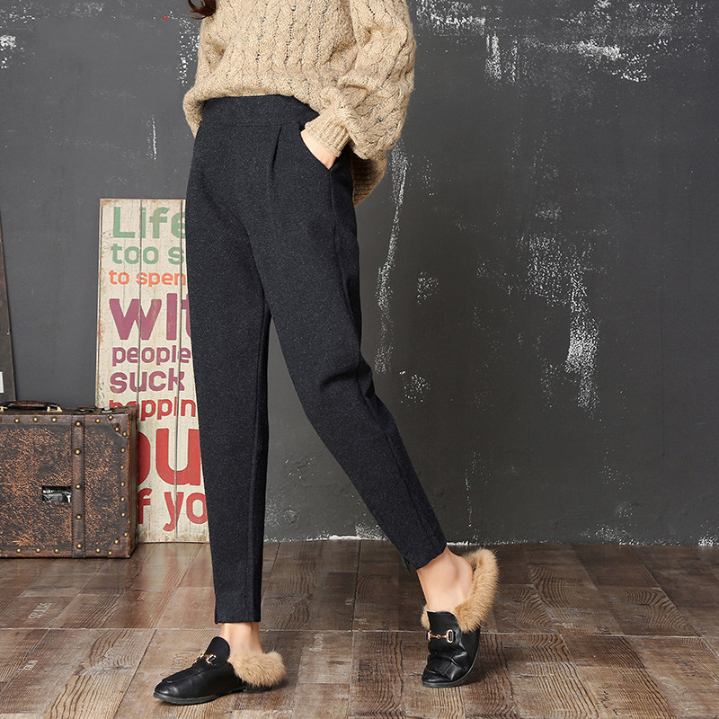 以纯官方旗舰店官网店铺A21P裤子女2020年春秋新款哈伦毛呢休闲裤