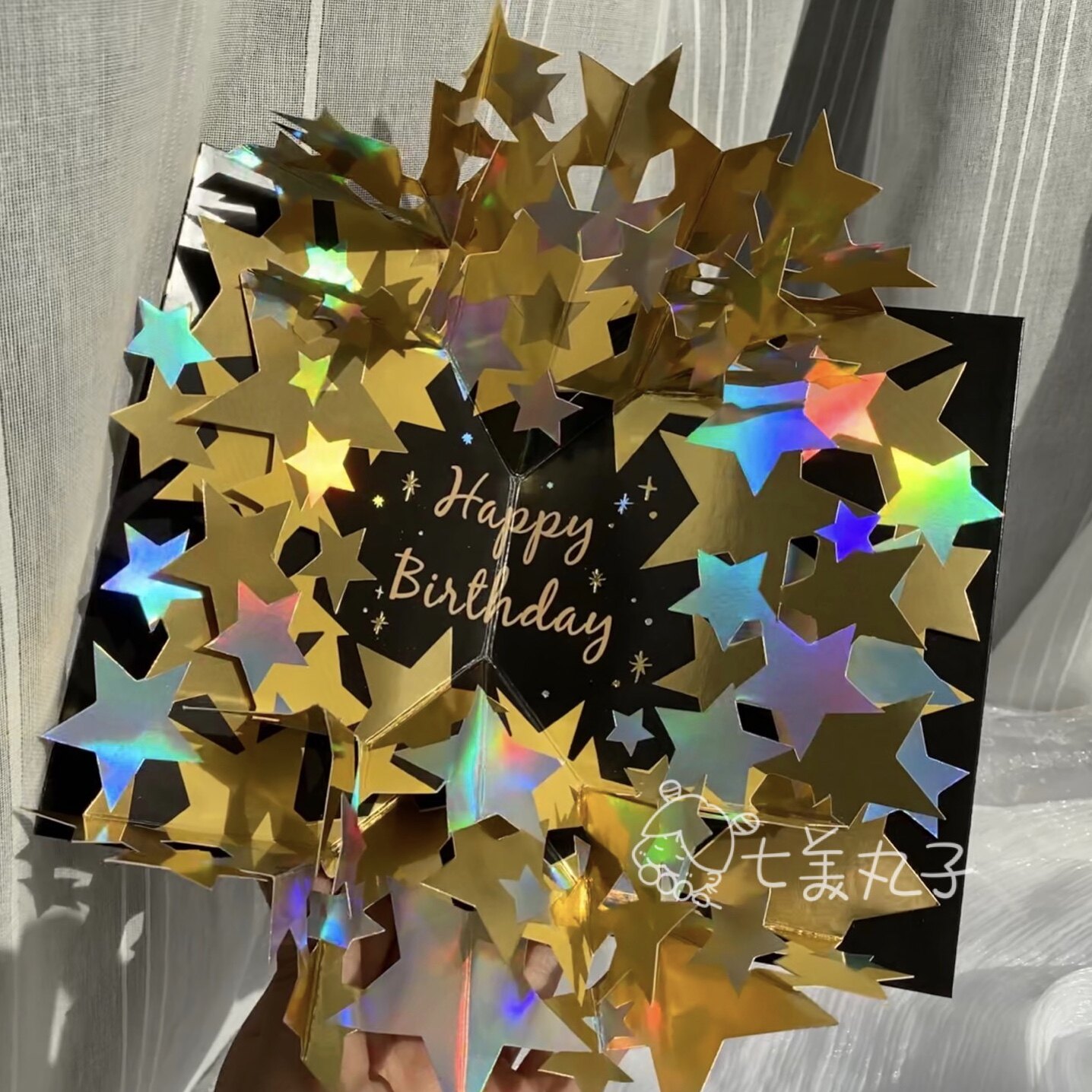 日本金色繁星立体贺卡创意镜面星空酷炫高档卡片送男朋友生日礼物