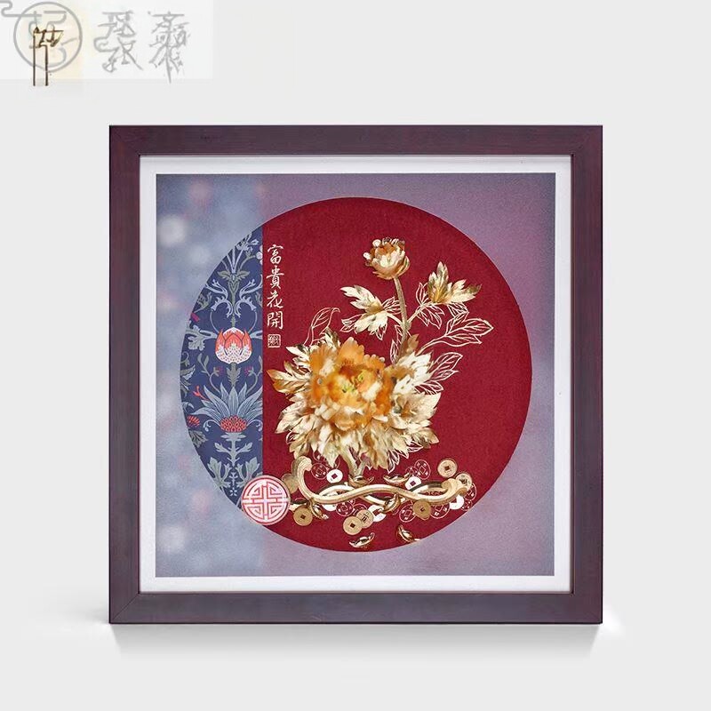金箔画牡丹银行企业送领导客户商务礼品店铺开业摆件乔迁新居礼物
