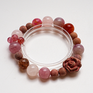 【嘉言懿行】天然水晶紫马粉草莓晶手串女生显白手链多样性发一