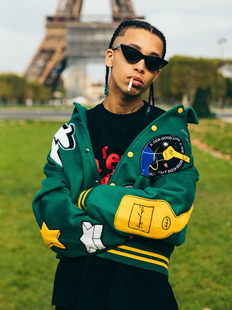 正版 fff联名马思唯同款SS24火箭字母刺绣夹克棒球服男女afgk绿色