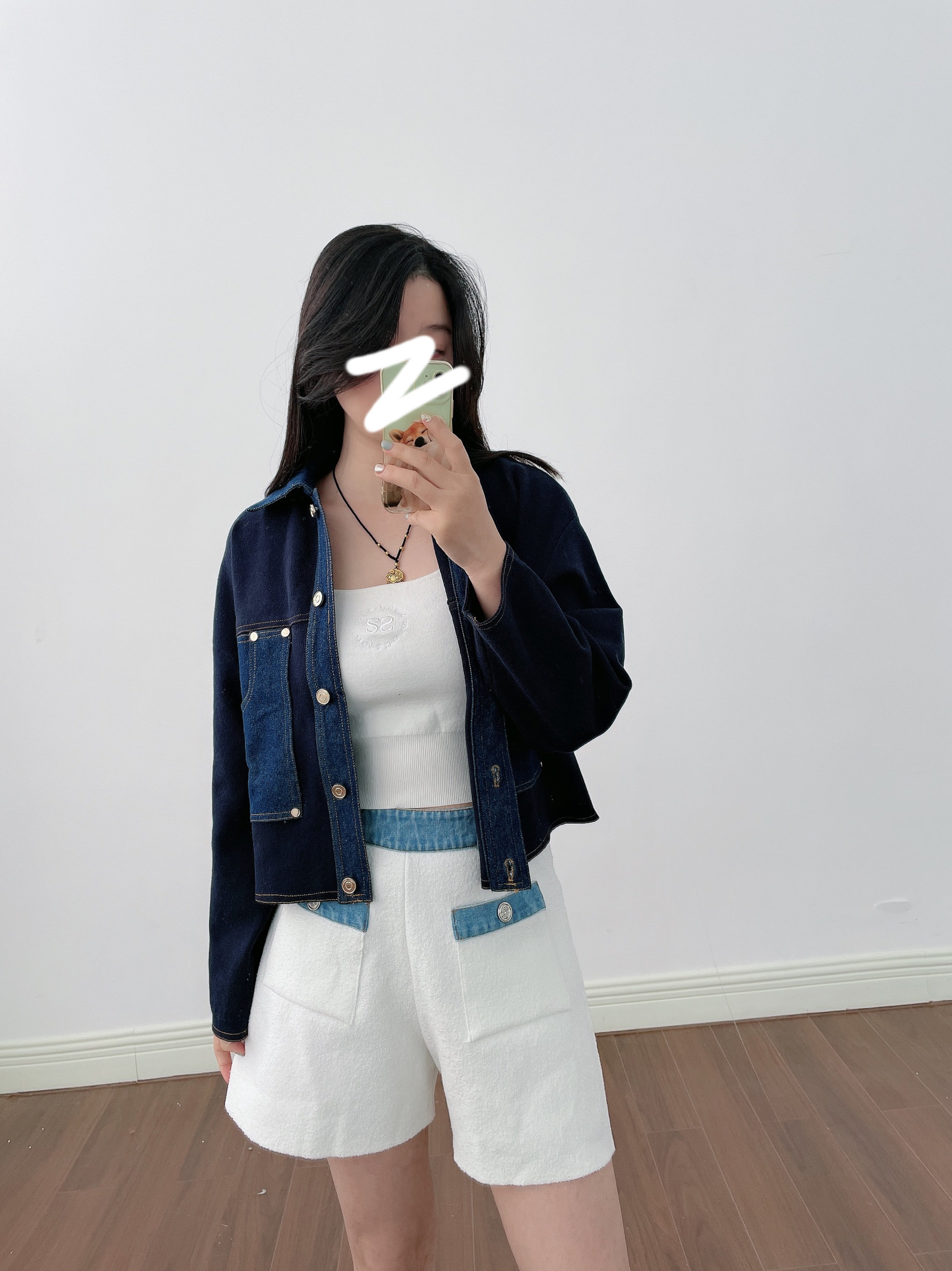 2025早春装女深蓝色拼接宽松短款欧美显白小个子牛仔外套S家图片