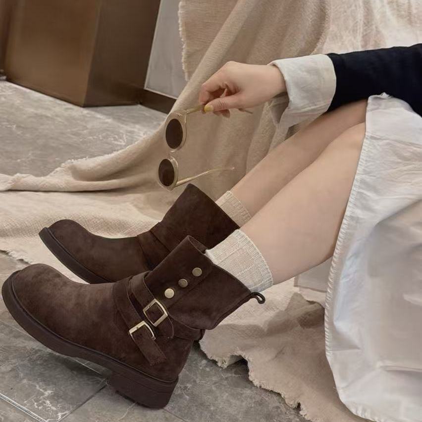 2025秋冬新款简约休闲中筒靴665-2
