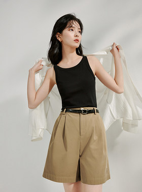 茵曼多色U领工字背心2024夏季女装新款内搭穿搭百搭显瘦弹力上衣