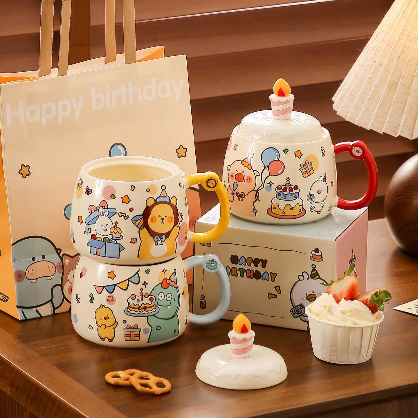 可爱马克杯送女生生日礼物杯子