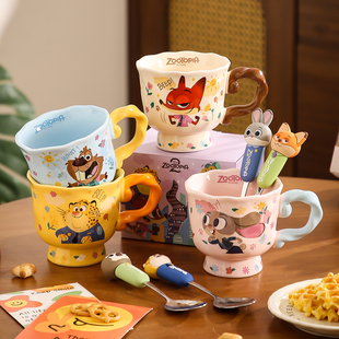 疯狂动物城陶瓷马克杯高颜值情侣水杯女生办公室家用早餐咖啡杯子
