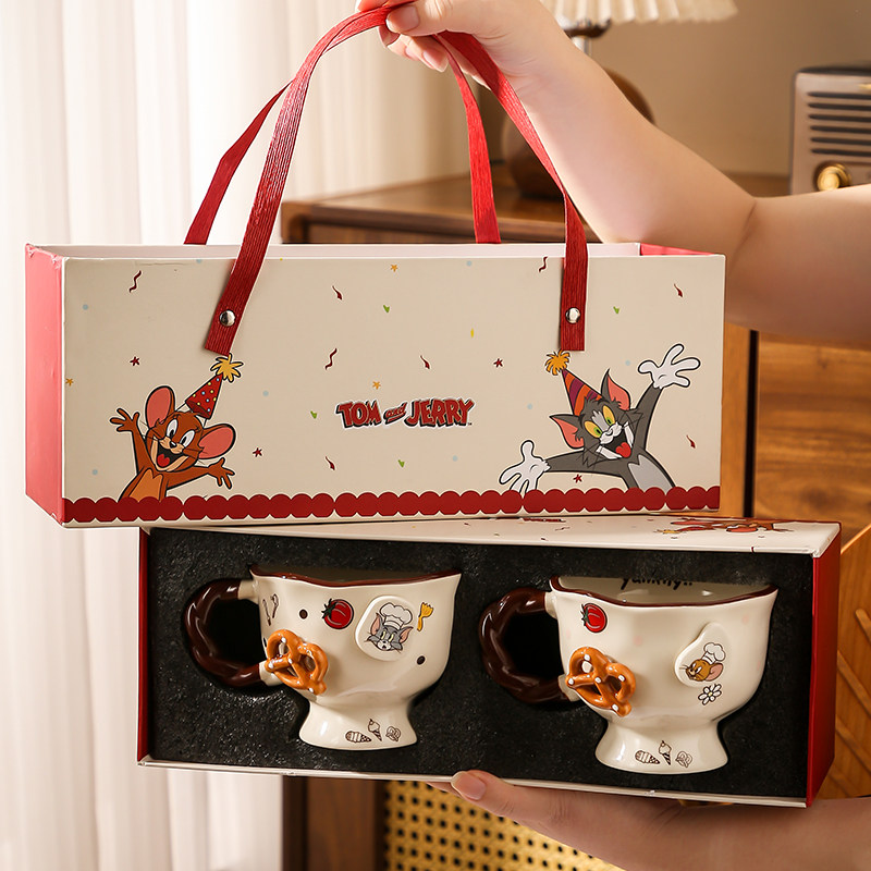正版猫和老鼠陶瓷杯子高颜值情侣对杯马克杯结婚水杯套装伴手礼物
