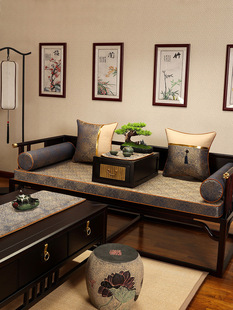 新中式红木沙发垫坐垫四季通用布艺垫子防滑实木沙发套沙发海绵垫