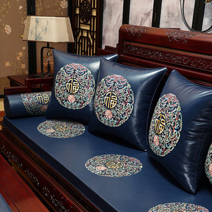 中式防水皮革坐垫红木沙发皮质面料座垫椅垫防滑餐椅垫皮革垫子