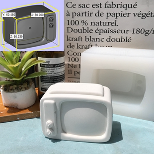 创意电视机蜡烛硅胶模具香薰摆件磨具混凝土文创砼宠造型烛台磨具